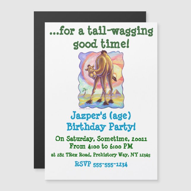 Cute Camel Party Magnetic Invitation (Front/Back)