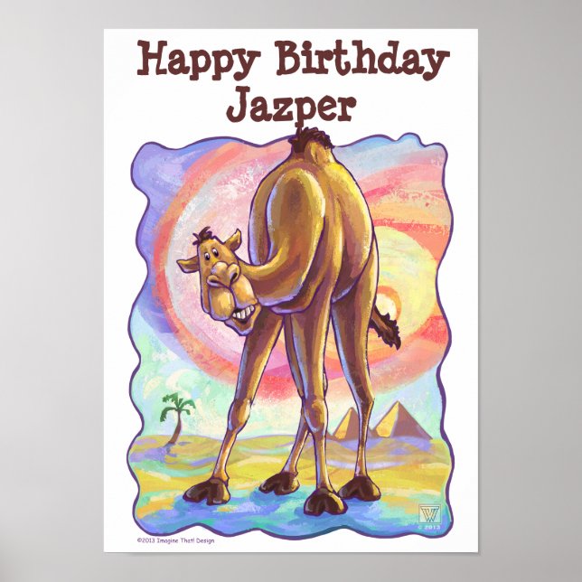 Cute Camel Personalised Party Centre Poster (Front)