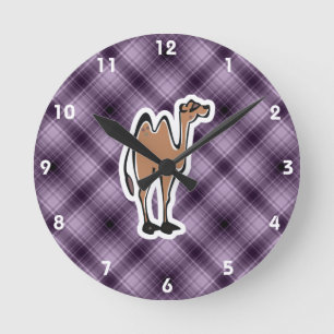 Cute Camel; Purple Round Clock