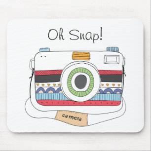 Cute Camera Doodle Oh Snap Mouse Mat