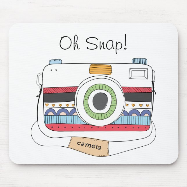 Cute Camera Doodle Oh Snap Mouse Mat (Front)