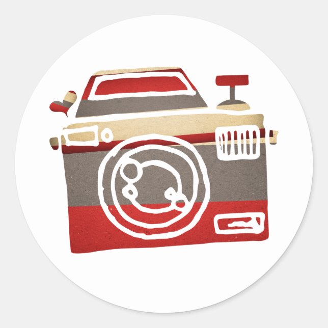 Cute Camera Love Heart Photography Graphic Party Classic Round Sticker (Front)