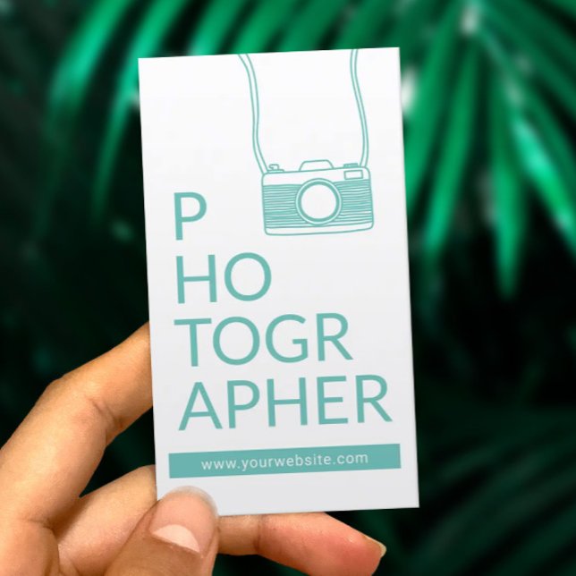 Cute Camera Photography Light Teal Photographer Business Card (Creator Uploaded)