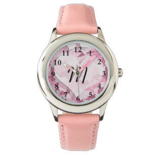 Cute Camo and Hearts Personalised Monogram Watch