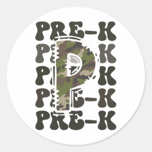 Cute Camo Pre K Back To School Funny Teacher Kid P Classic Round Sticker