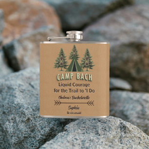 Cute Camp Bach Rustic Trendy Favor   Kraft Custom Hip Flask