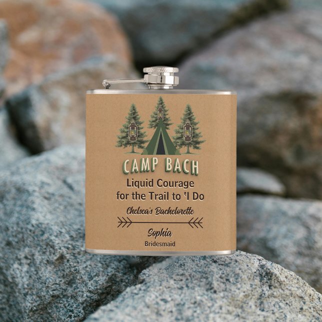 Cute Camp Bach Rustic Trendy Favour | Kraft Custom Hip Flask (Creator Uploaded)