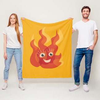 Cute camp fire flame cartoon kids fleece blanket