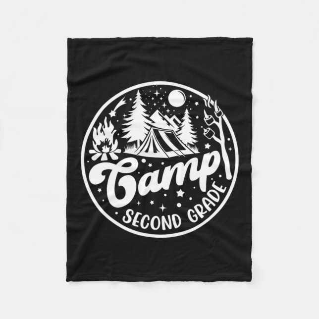 Cute Camp Second Grade Squad Camper Teacher Fleece Blanket (Front)