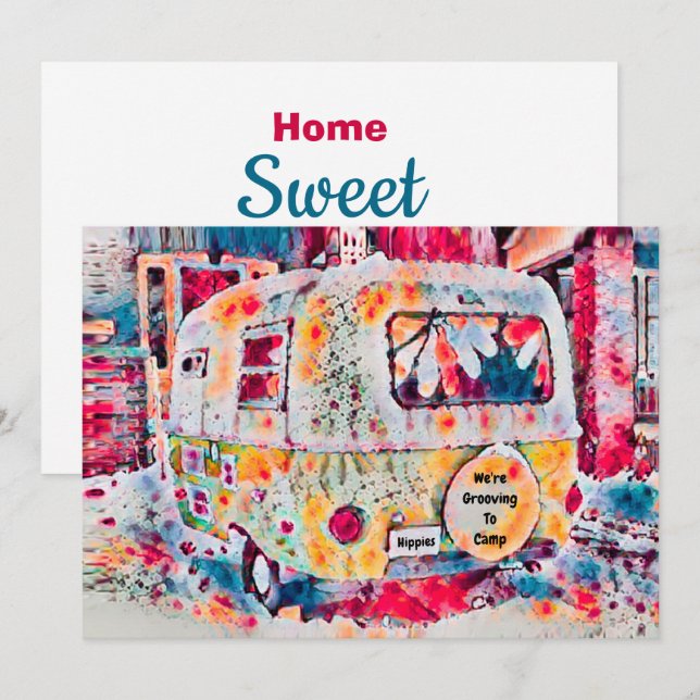 Cute Camper Retro Vintage Travel Trailer Moving Announcement (Front/Back)