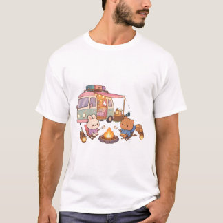 Cute Camper Van Campfire Marshmallow Van Life T-Shirt