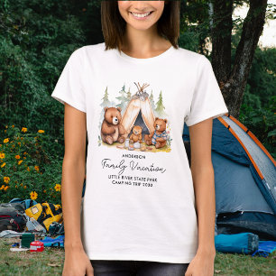 Cute Camping Bears Personalised Family Vacation T-Shirt