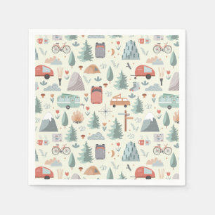 Cute Camping, Hiking, Ourdoors and Nature Theme Napkin