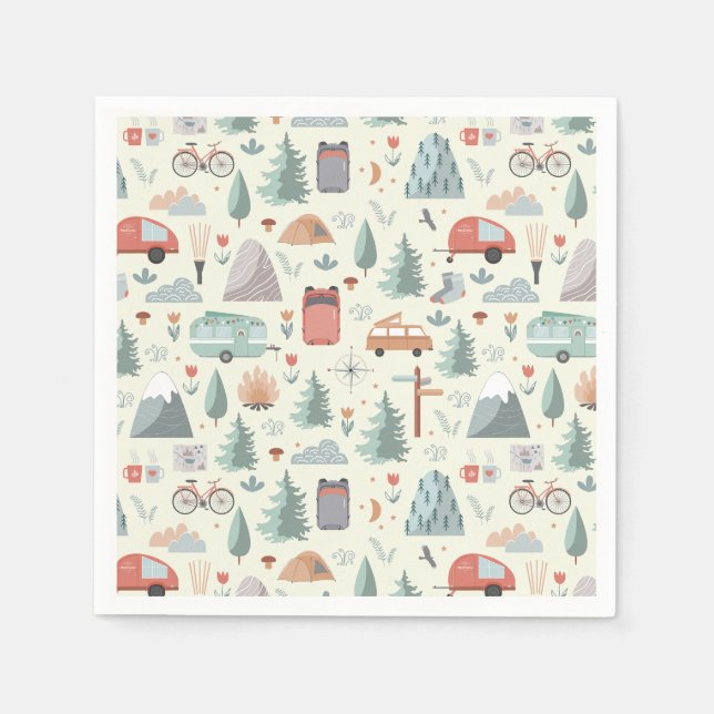 Cute Camping, Hiking, Ourdoors and Nature Theme Napkin (Front)