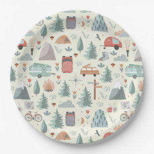 Cute Camping, Hiking, Ourdoors and Nature Theme Paper Plate