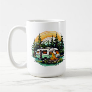 Cute camping lovers add monogram coffee mug