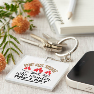 Cute camping lovers wonder lost word art key ring
