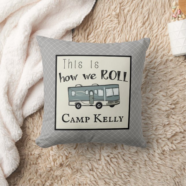 Cute Camping RV "This is How We Roll" Personalised Cushion (Blanket)