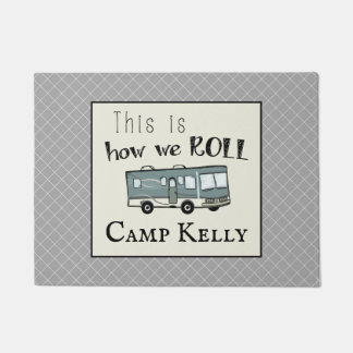 Cute Camping RV "This is How We Roll" Personalised Doormat