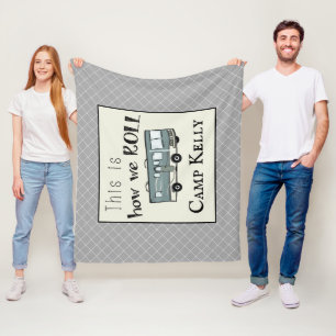 Cute Camping RV "This is How We Roll" Personalised Fleece Blanket