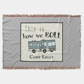 Cute Camping RV "This is How We Roll" Personalised Throw Blanket