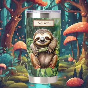 Cute Camping sloth add name  Insulated Tumbler