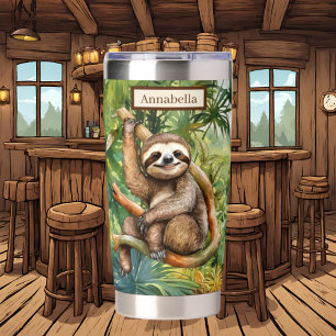 Cute Camping sloth add name  Insulated Tumbler