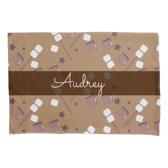 Cute Camping Smores Pattern  Pillowcase (Front)