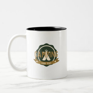 Cute Camping Tent Banner Camper  Two-Tone Coffee Mug
