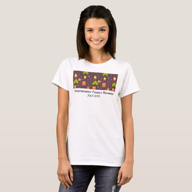 Cute Camping Themed Pattern Family Reunion T-Shirt (Front Full)