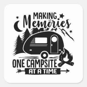 Cute Camping word art Square Sticker