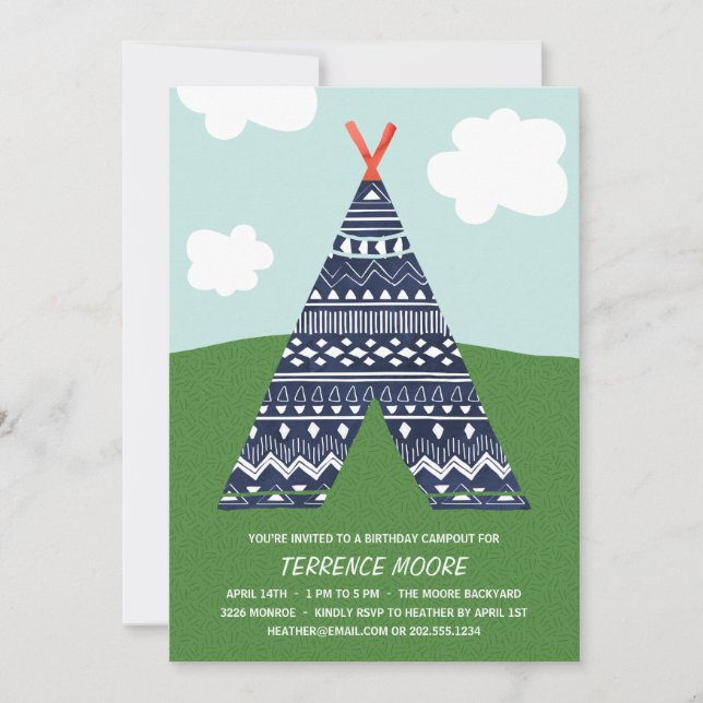 Cute Campout | Boys Birthday Party Invitation (Front)