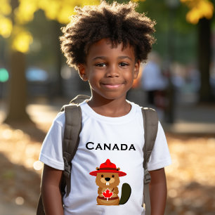 Cute Canada Beaver with Maple Leaf Light-Color T-Shirt