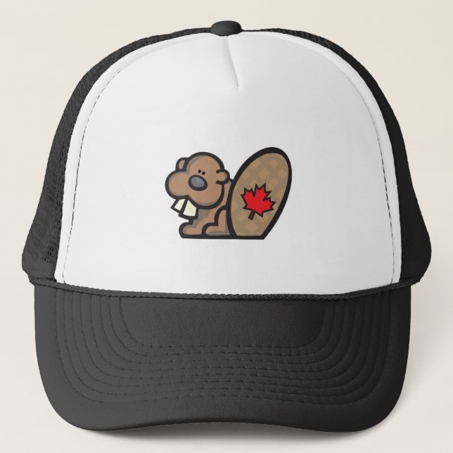 cute canadian beaver trucker hat (Front)
