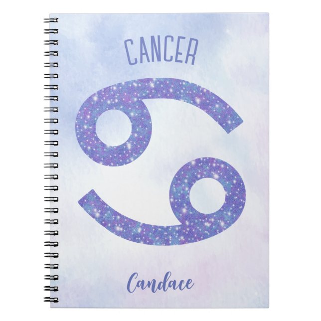 Cute Cancer Astrology Sign Personalised Notebook (Front)