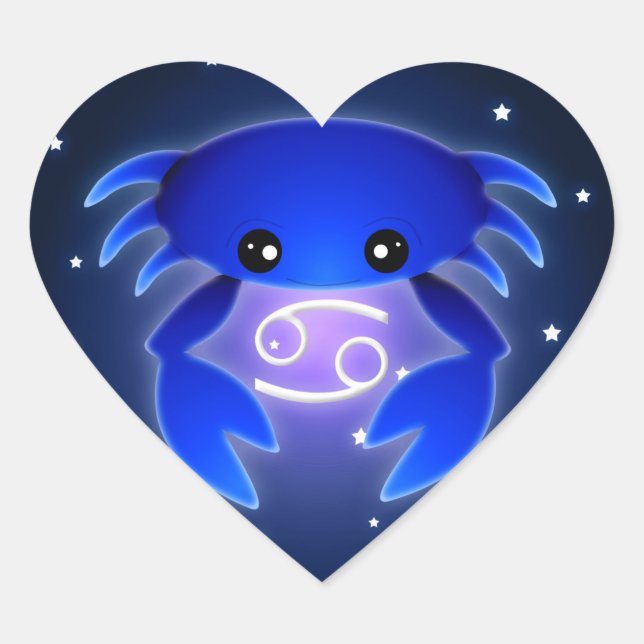 Cute Cancer Zodiac Heart Sticker (Front)