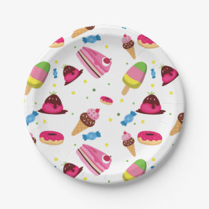Cute candy and sweet coloured pattern paper plate