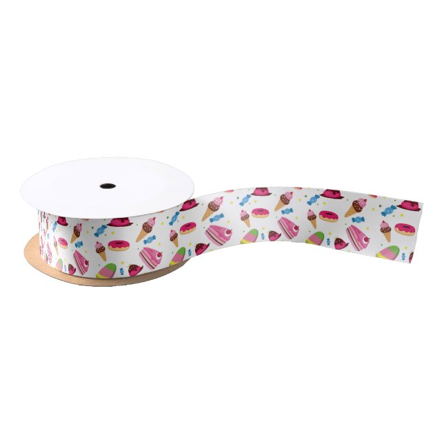 Cute candy and sweet coloured pattern satin ribbon (Spool)