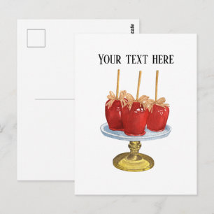 Cute candy apple vendors customisable postcard