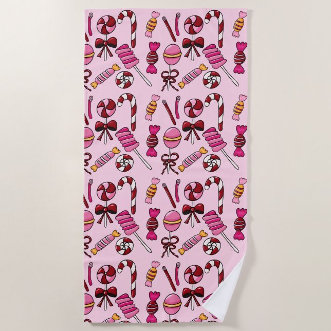 Cute  Candy   Beach Towel (Front)