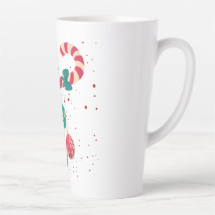 Cute Candy Cane and Christmas Ornaments Holiday.  Latte Mug