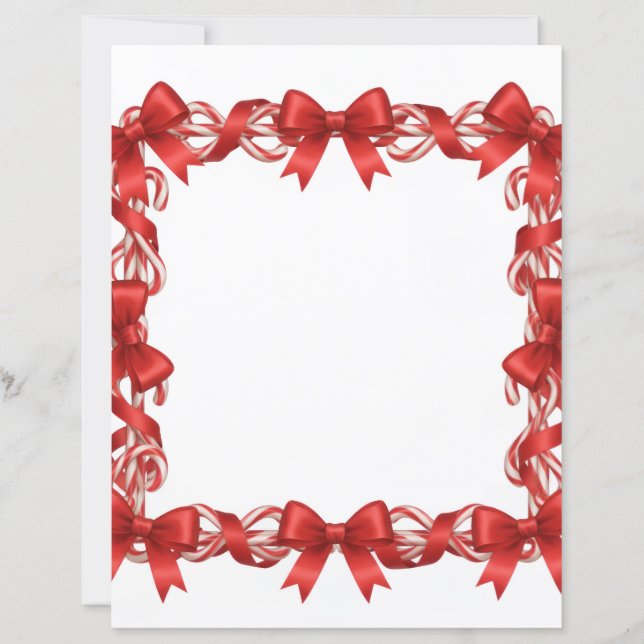 Cute Candy Cane and Red Ribbon Stationary (Front)