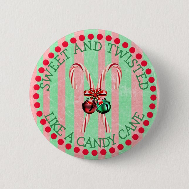 Cute Candy cane Christmas Button (Front)