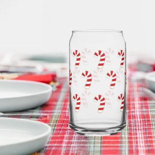 Cute Candy Cane Christmas Can Glass