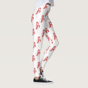 Cute Candy Cane Christmas Leggings