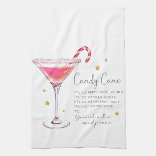 Cute Candy Cane Cocktail Recipe Tea Towel