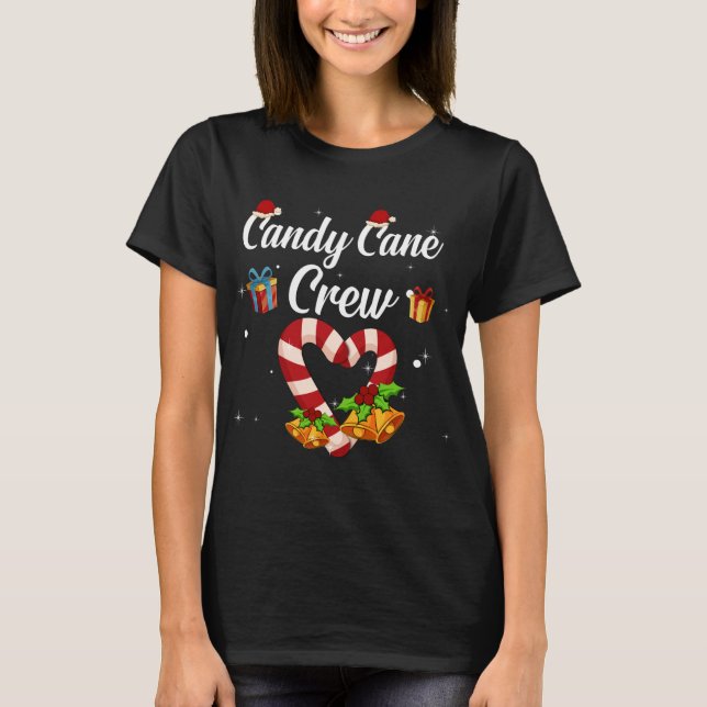 Cute Candy Cane Crew Christmas Family Matching Cos T-Shirt (Front)
