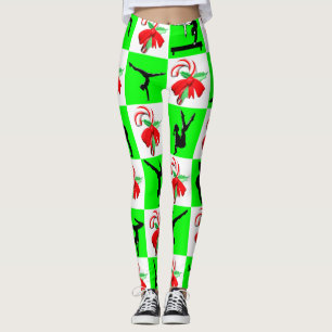 CUTE CANDY CANE GYMNASTICS LEGGINGS