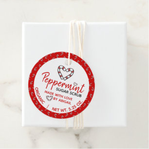 Cute Candy Cane Heart Peppermint Sugar Scrub Favour Tags