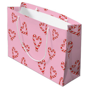 Cute Candy Cane Hearts Minimalist Large Gift Bag